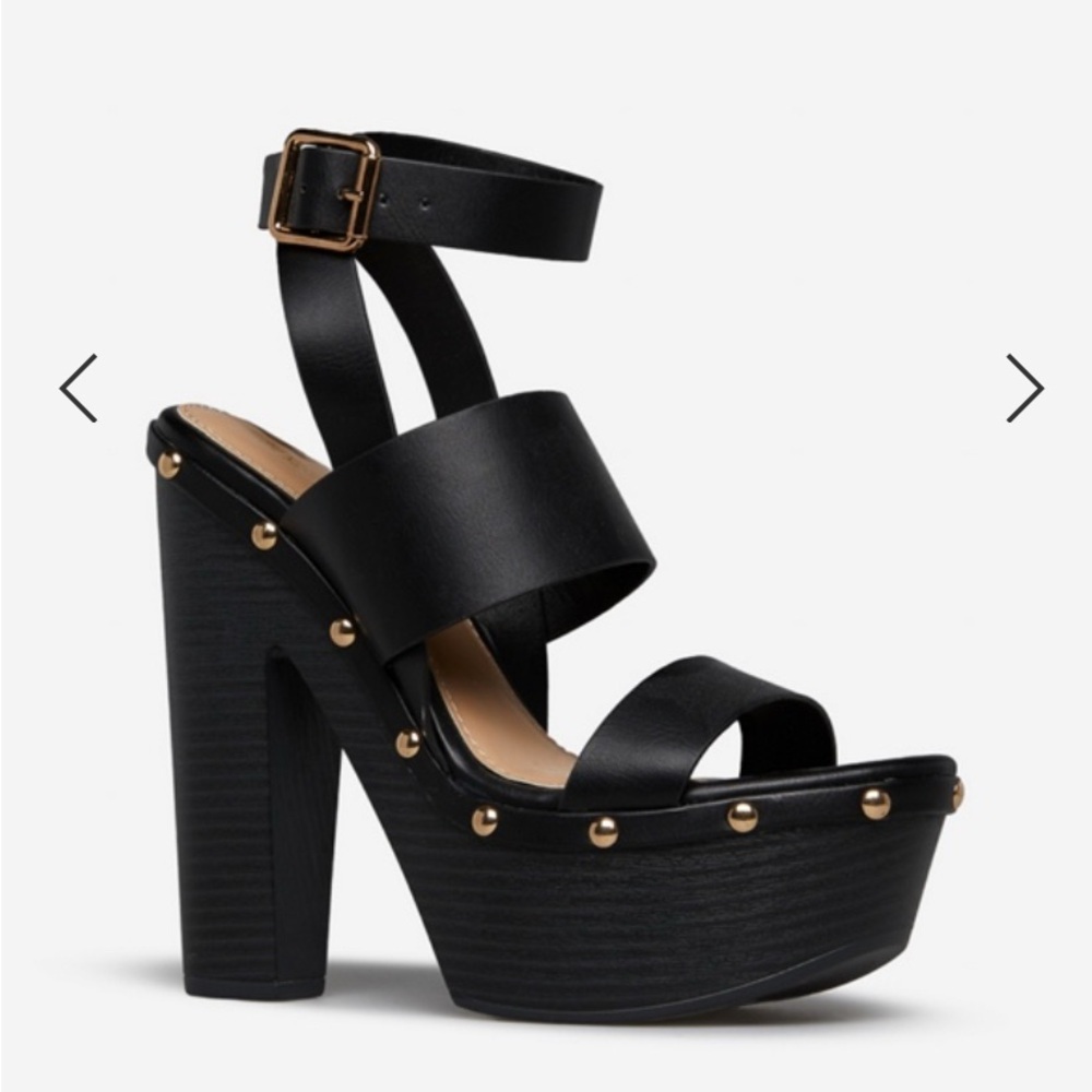 Black Strappy Platform Heels